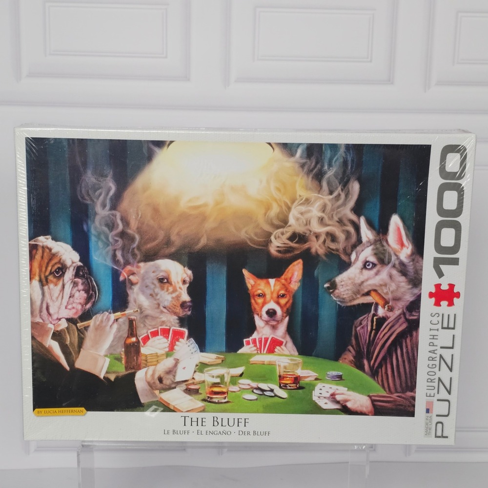 Eurographics The Bluff Lucia Heffernan Dogs Playing Poker 1000 PCS Puzzle Sealed